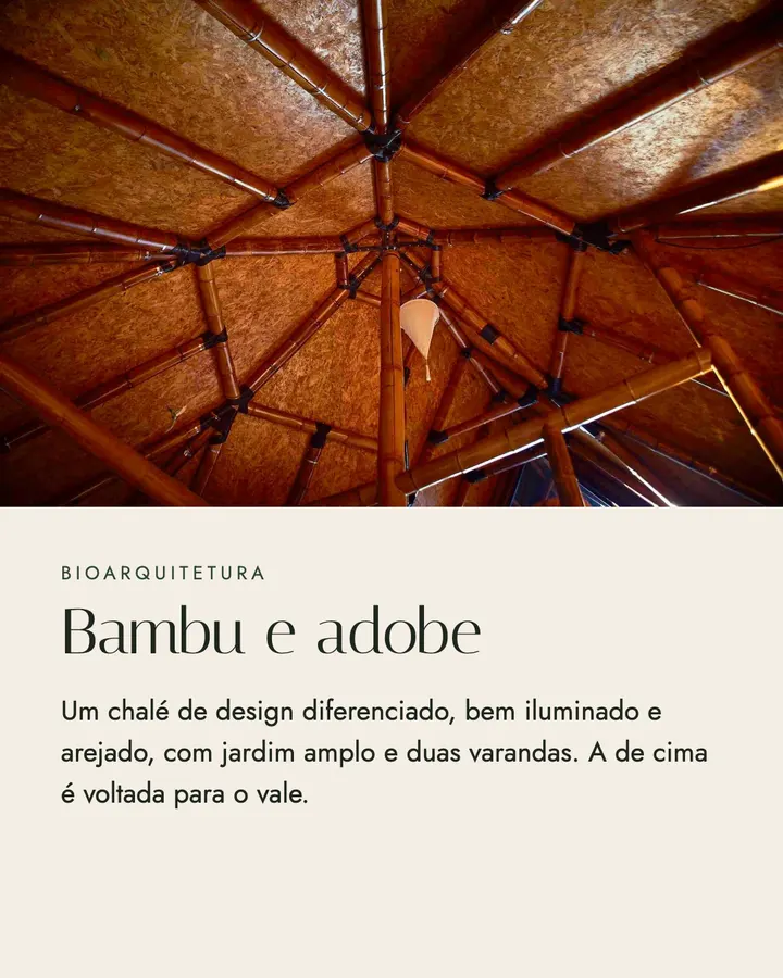 Card sobre a bioarquitetura em bambu e adobe